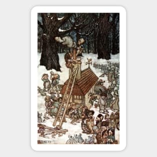 Building the House for Mamie - Peter Pan in Kensington Gardens - Arthur Rackham Sticker